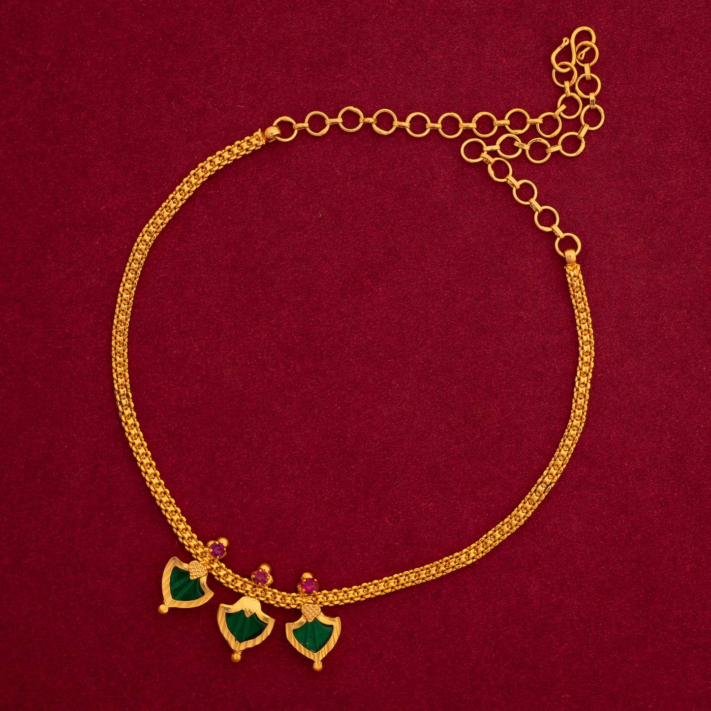 THREE PETALS PALAKKA NECKLACE GREEN N58G