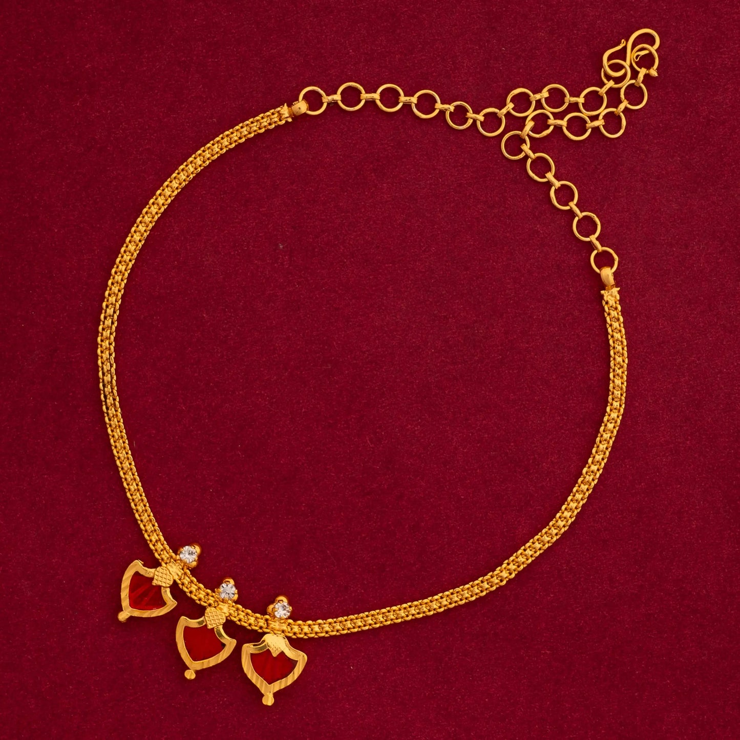 THREE PETALS PALAKKA NECKLACE RED N58R NAYAGOLD MERAGOLD