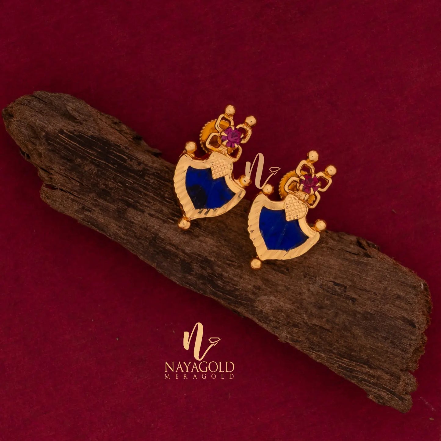 BLUE WITH ONE PINK STONE STUD