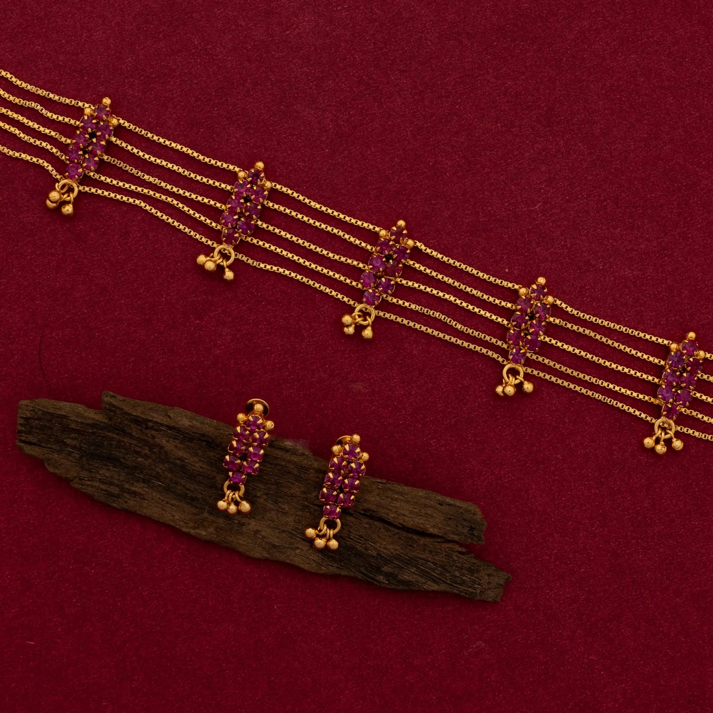 EIGHT STONE CHOKER JS34 NAYAGOLD MERAGOLD