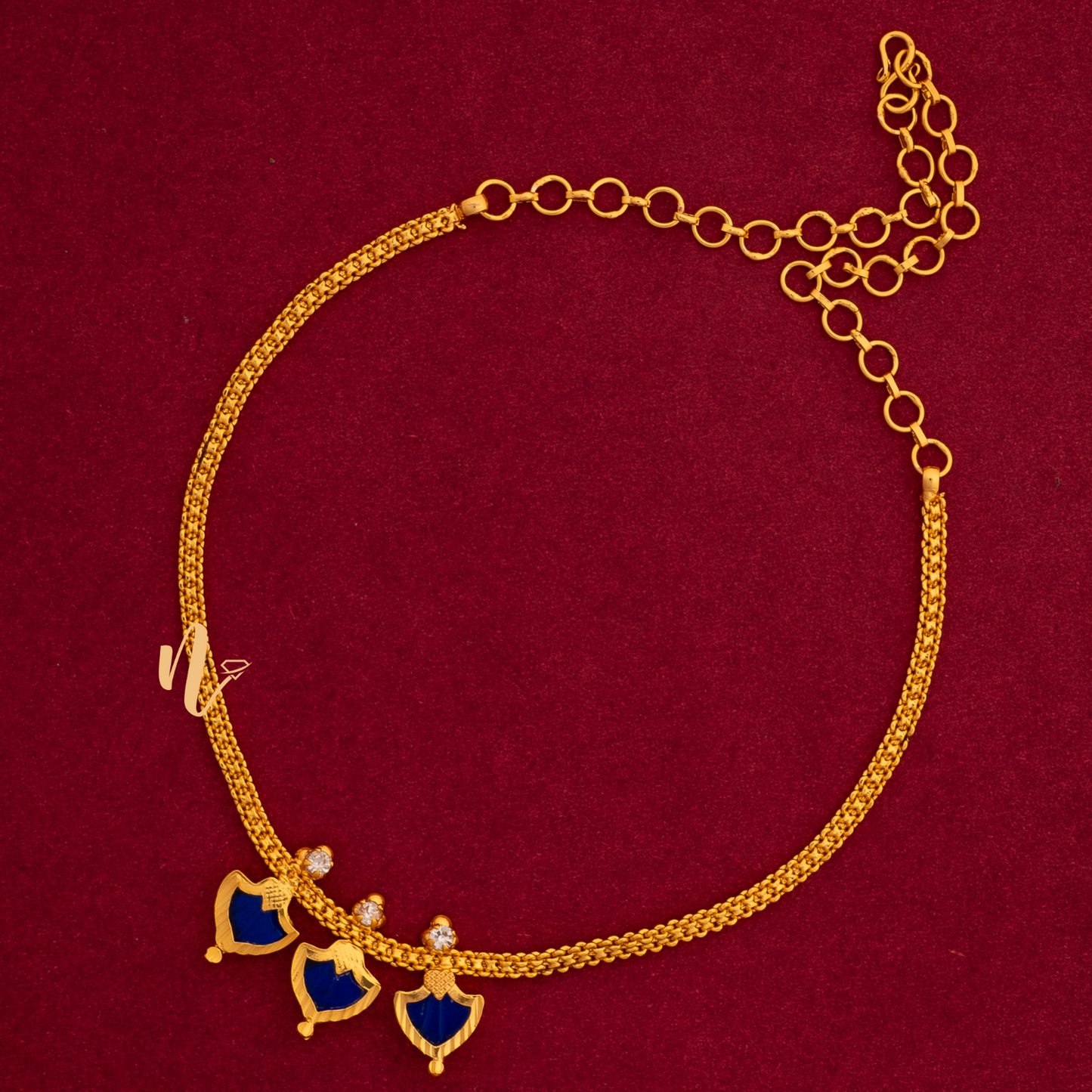 GOLD PLATED BLUE COLOUR 3KATTA PALAKKA