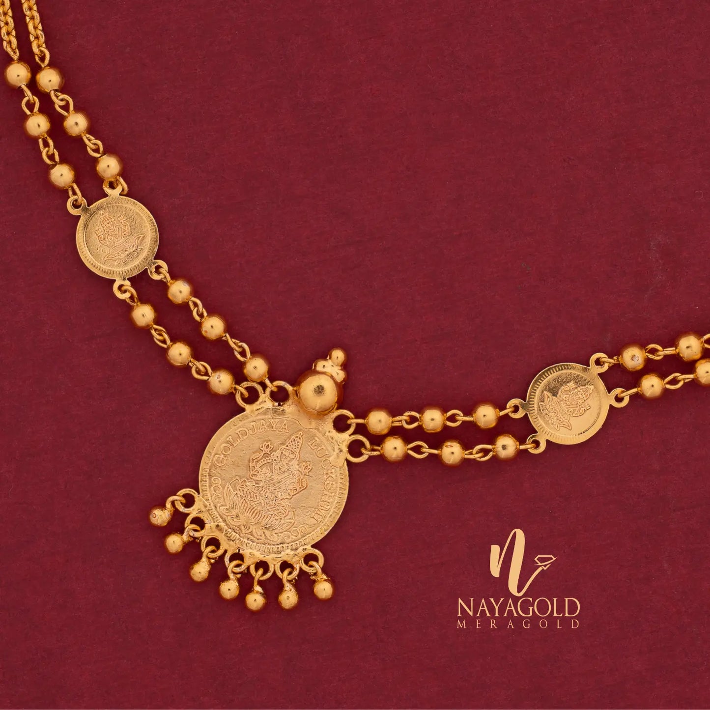 GOLD PLATED COIN WITH SMALL BALL CHAIN .