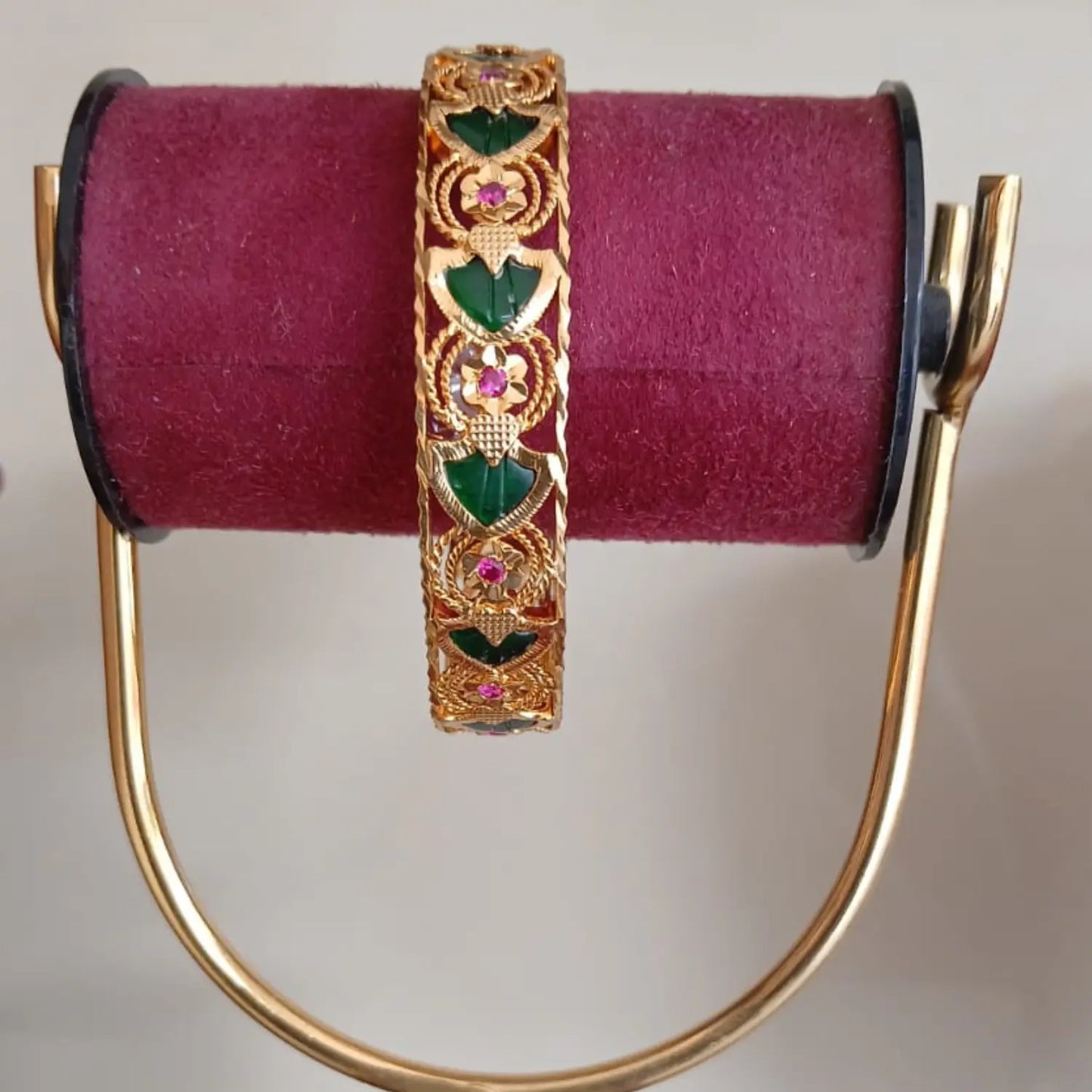 GOLD PLATED GREEN PALAKKA BANGLE