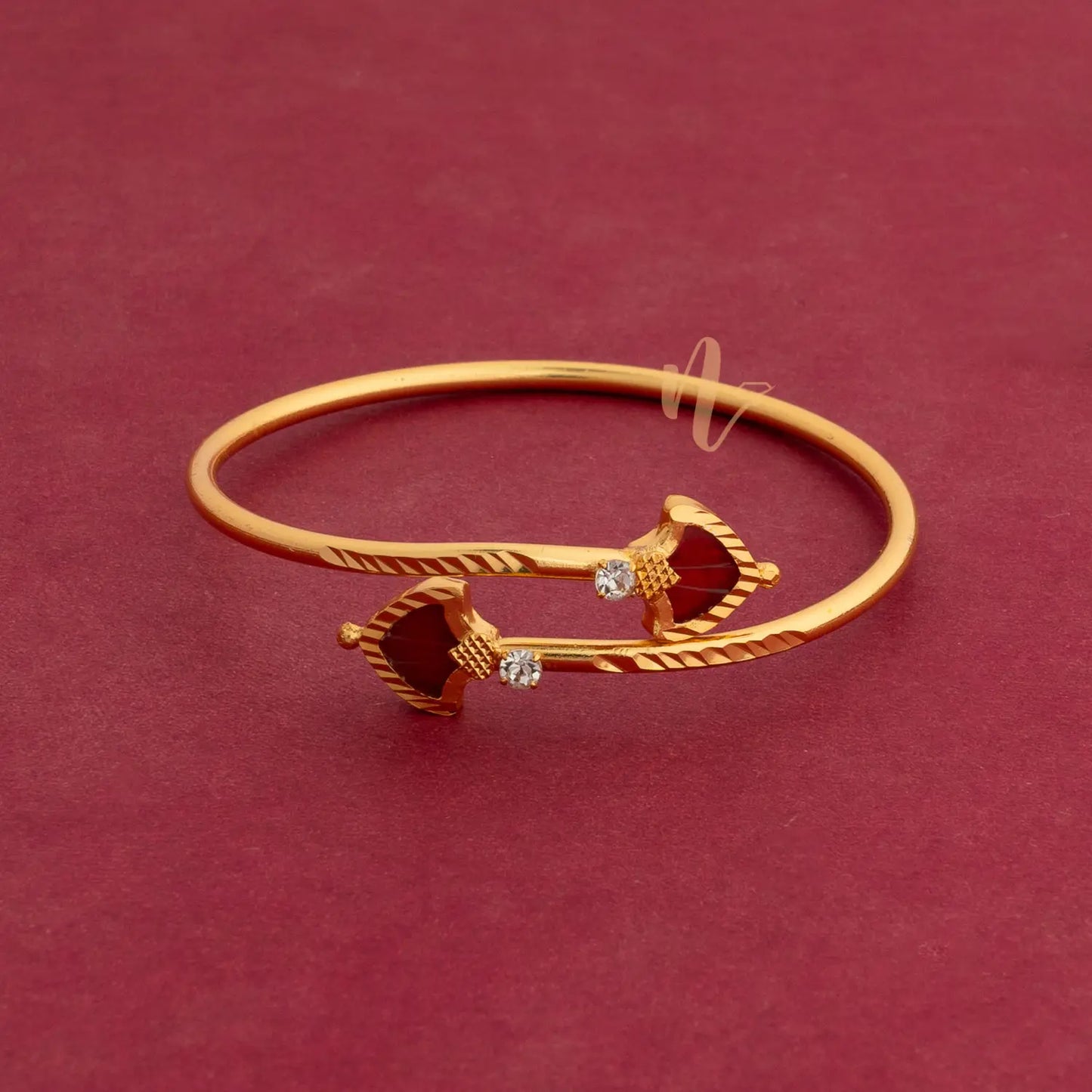 GOLD PLATED RED COLOUR ADJUSTABLE PALAKKA BANGLE