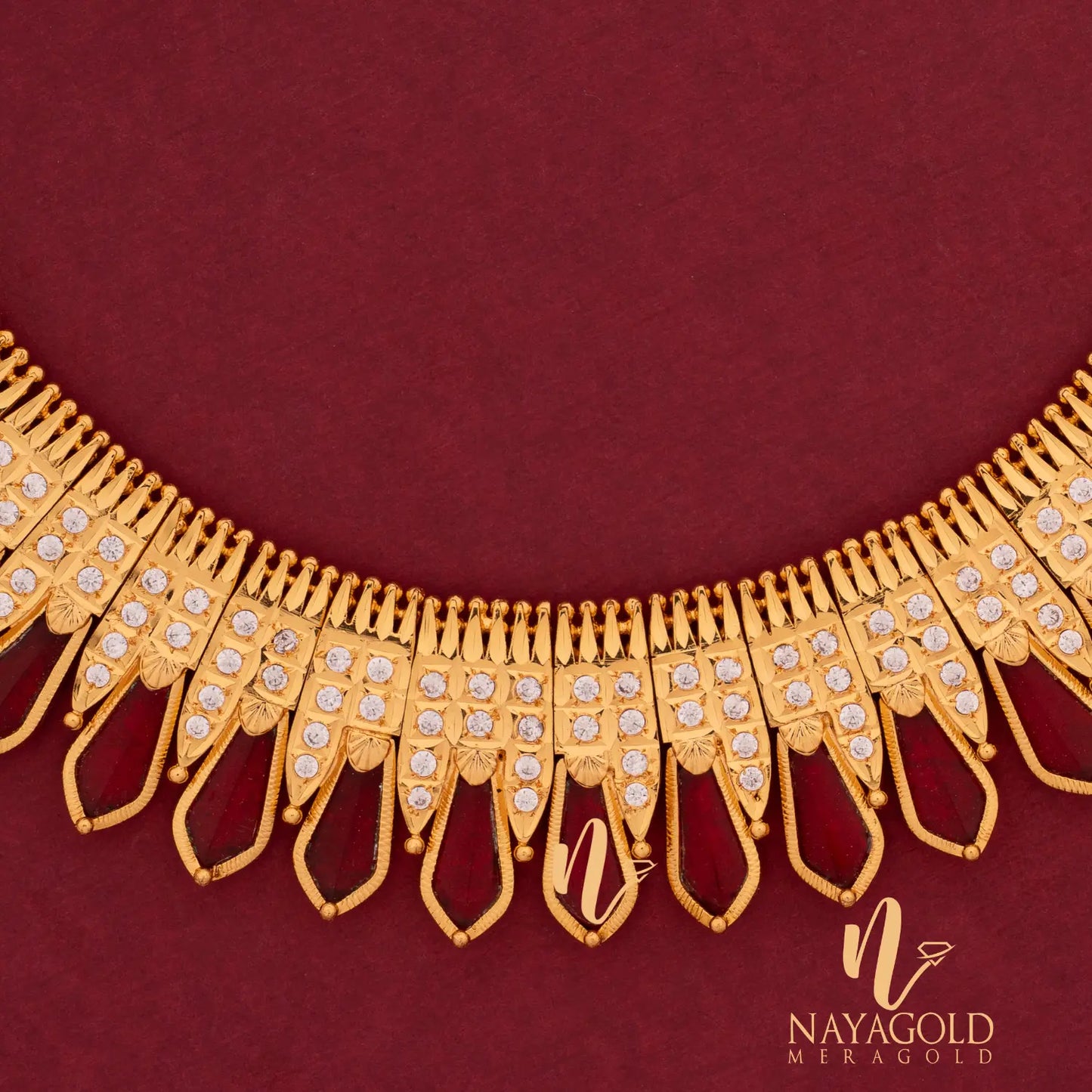 GOLD PLATED RED COLOUR NAGAPADAM NECKLACE