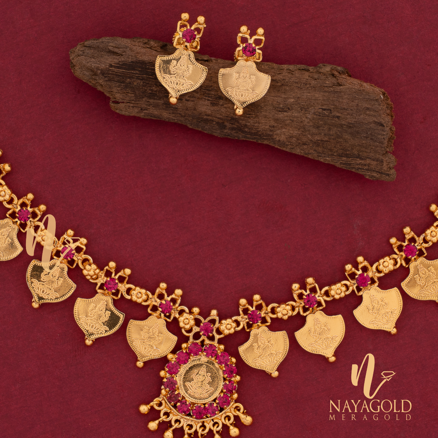 GOLD PLATED TRADITIONAL COIN PALAKKA WITH STUD