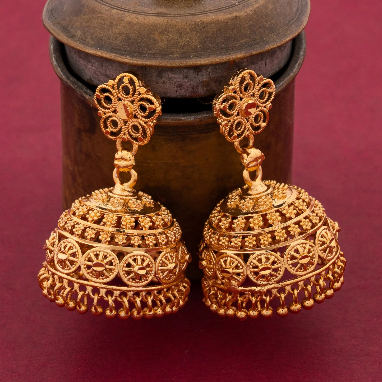 GOLD PLATED JHUMKA J63 NAYAGOLD MERAGOLD