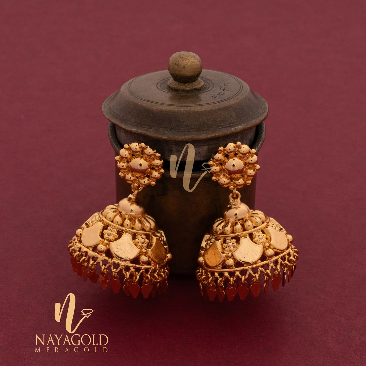 KERALA TRADITIONAL GOLD PLATED ELAKKATHALI JUMKA