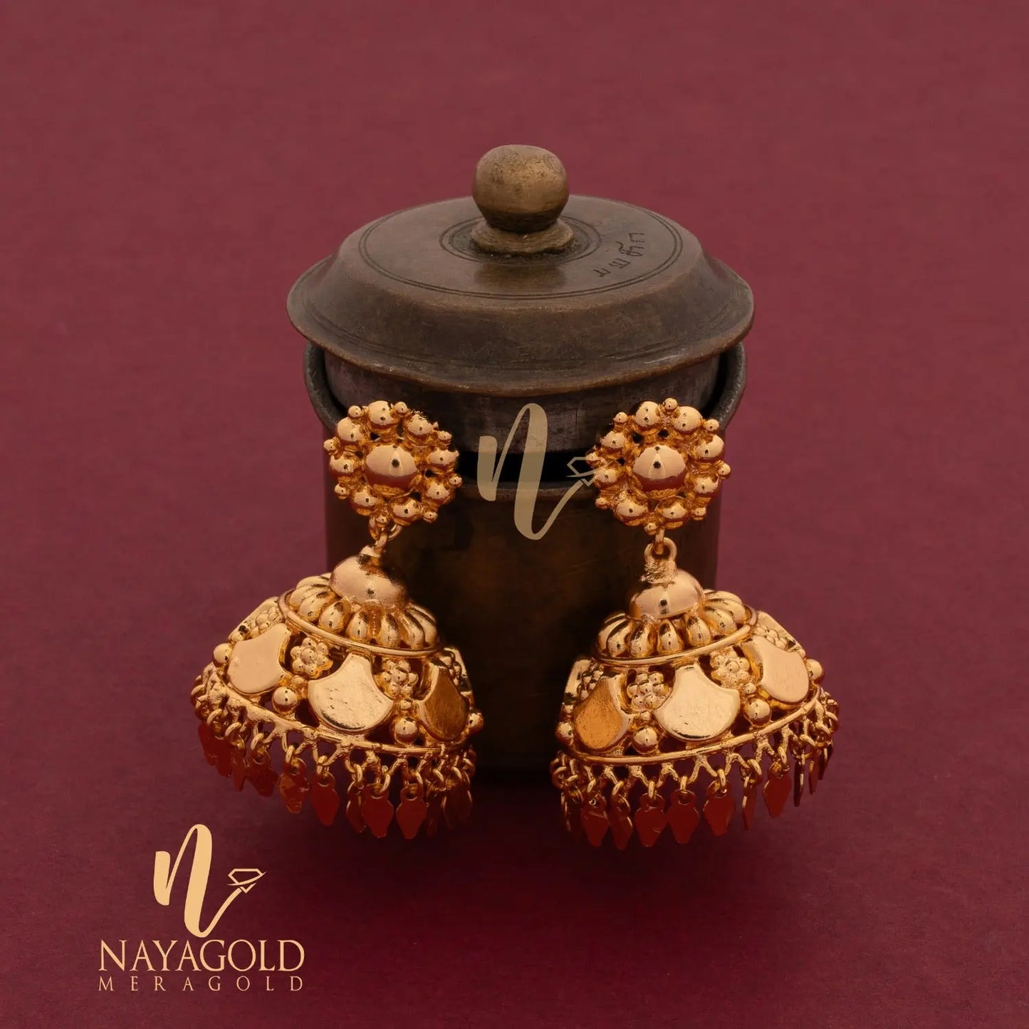 KERALA TRADITIONAL GOLD PLATED ELAKKATHALI JUMKA