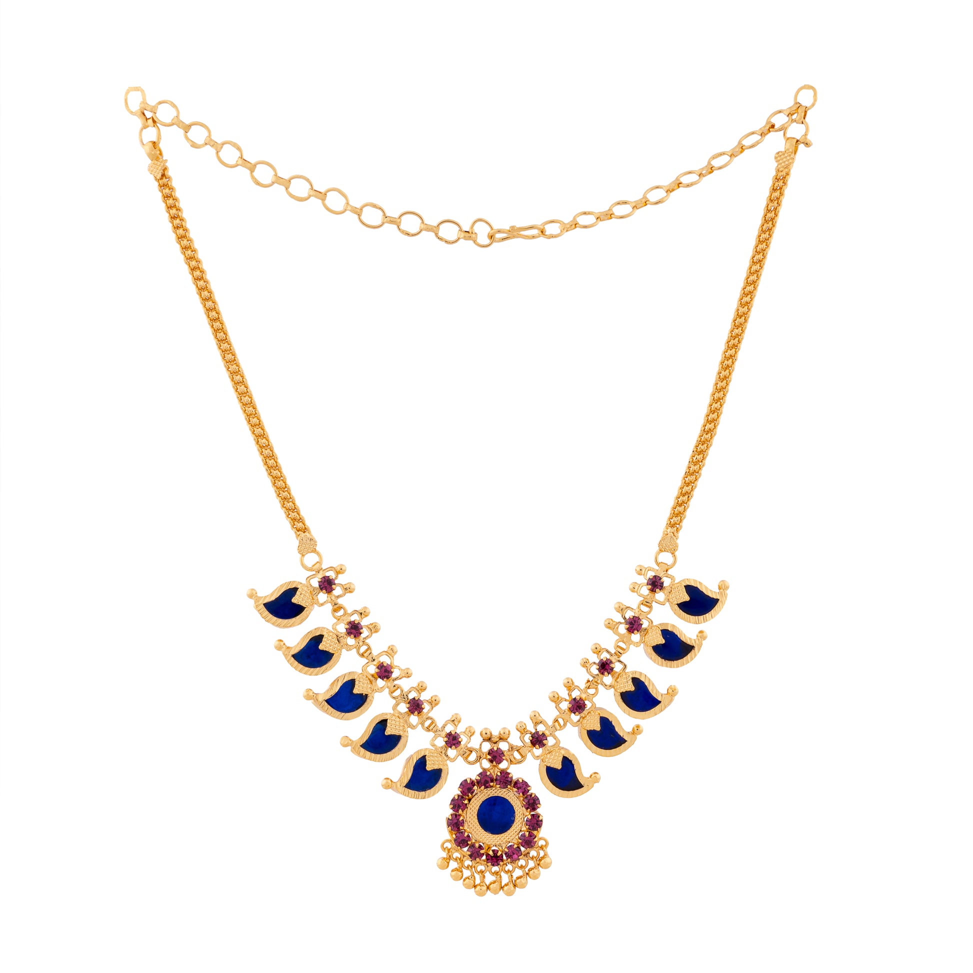 mango necklace five petels blue color