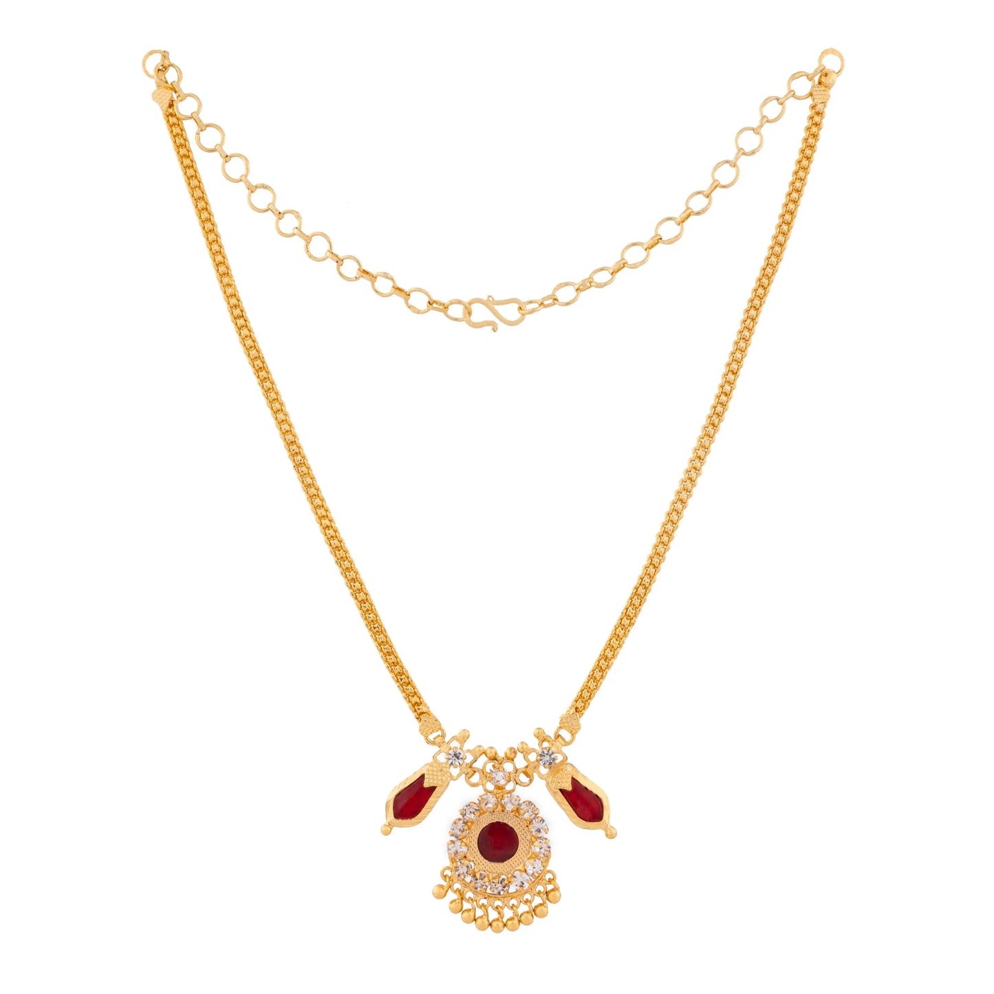 NAGAPADAM MALA PETEL RED COLOR Naya Gold Jewelry