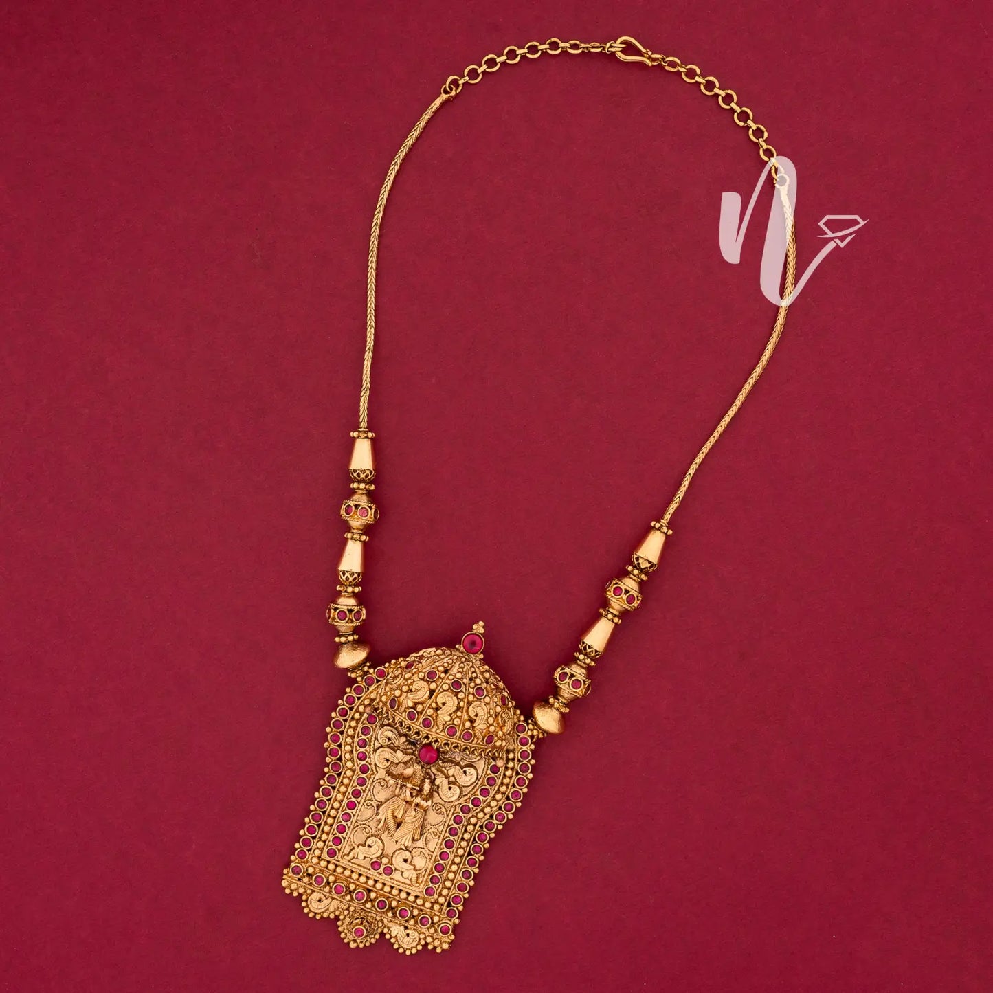 RADHA KRISHNA UMBRELLA NECKLACE N198 NAYAGOLD MERAGOLD