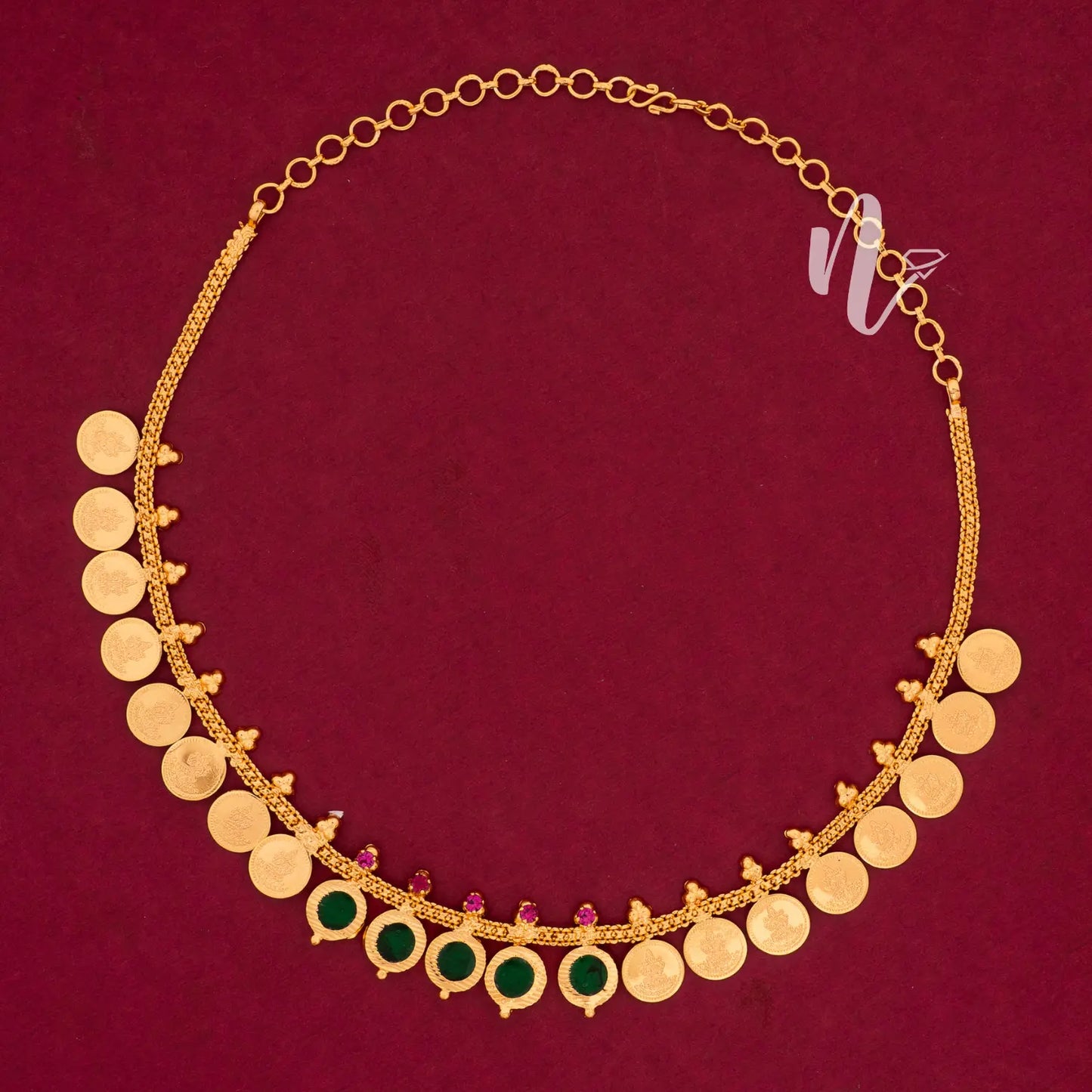 ROUND PENDENT WITH COIN NECKLACE N204 NAYAGOLD MERAGOLD