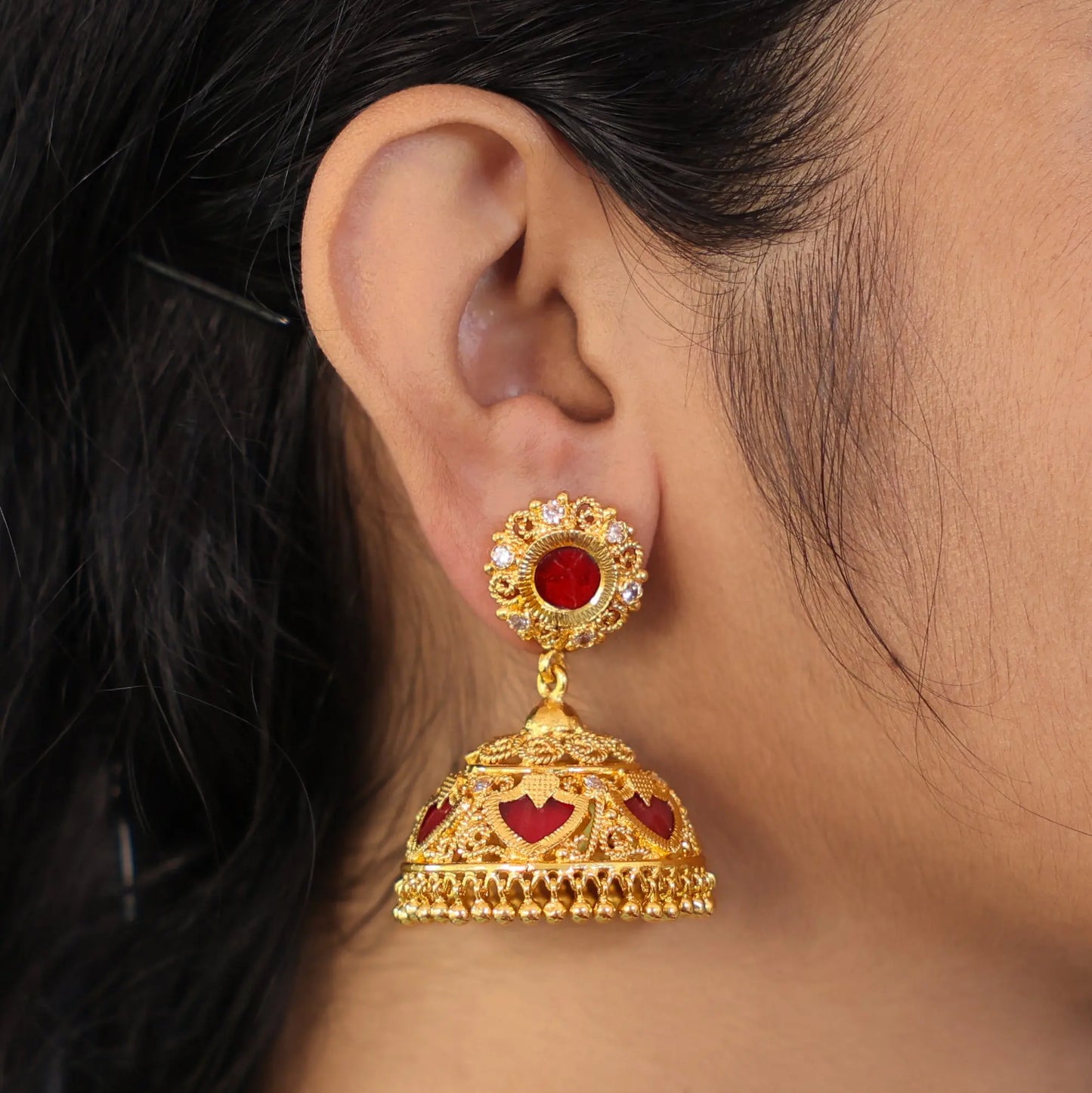 gold plated jhumka