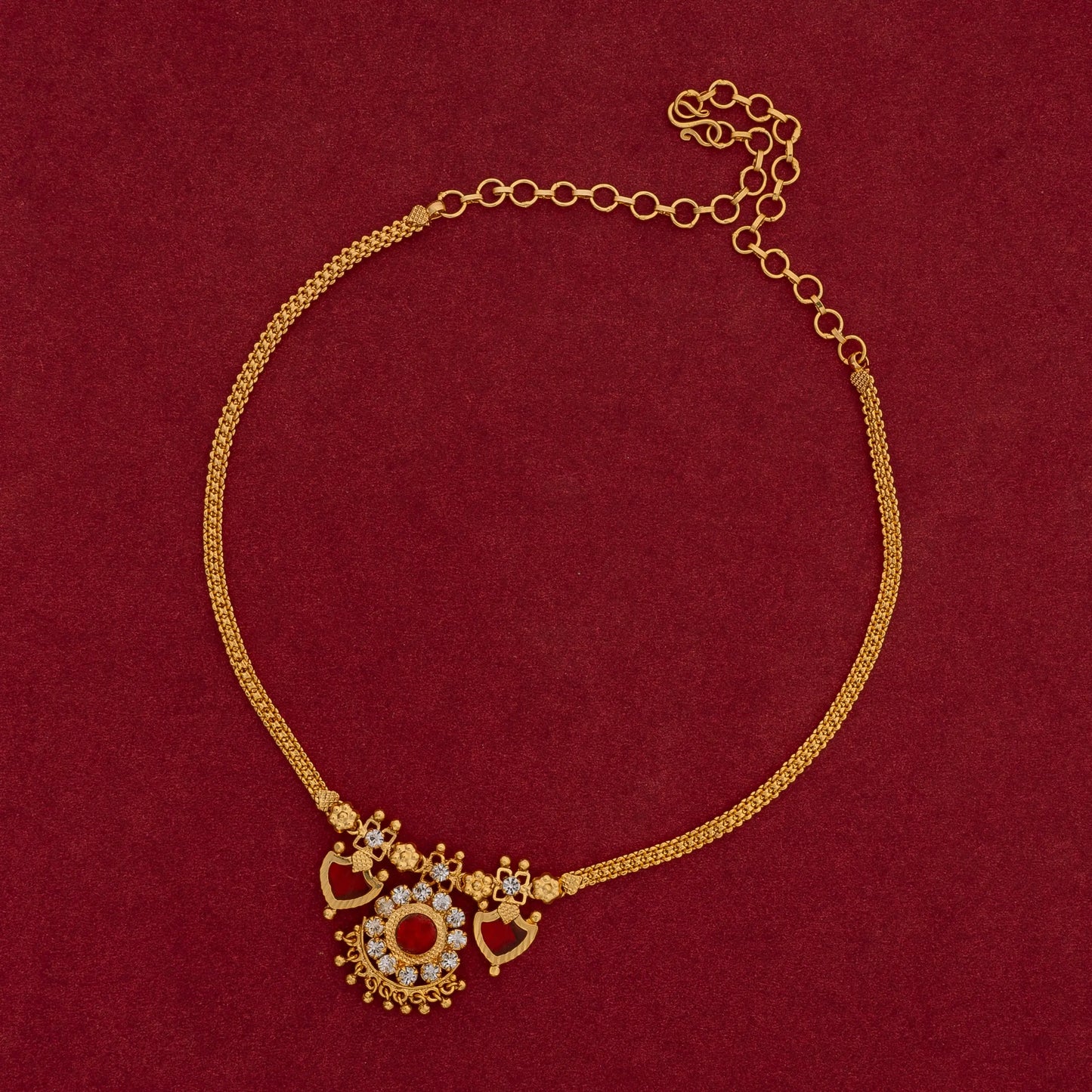 KERALA TRADITIONAL RED COLOUR PALAKKA MALA JEWELLERY