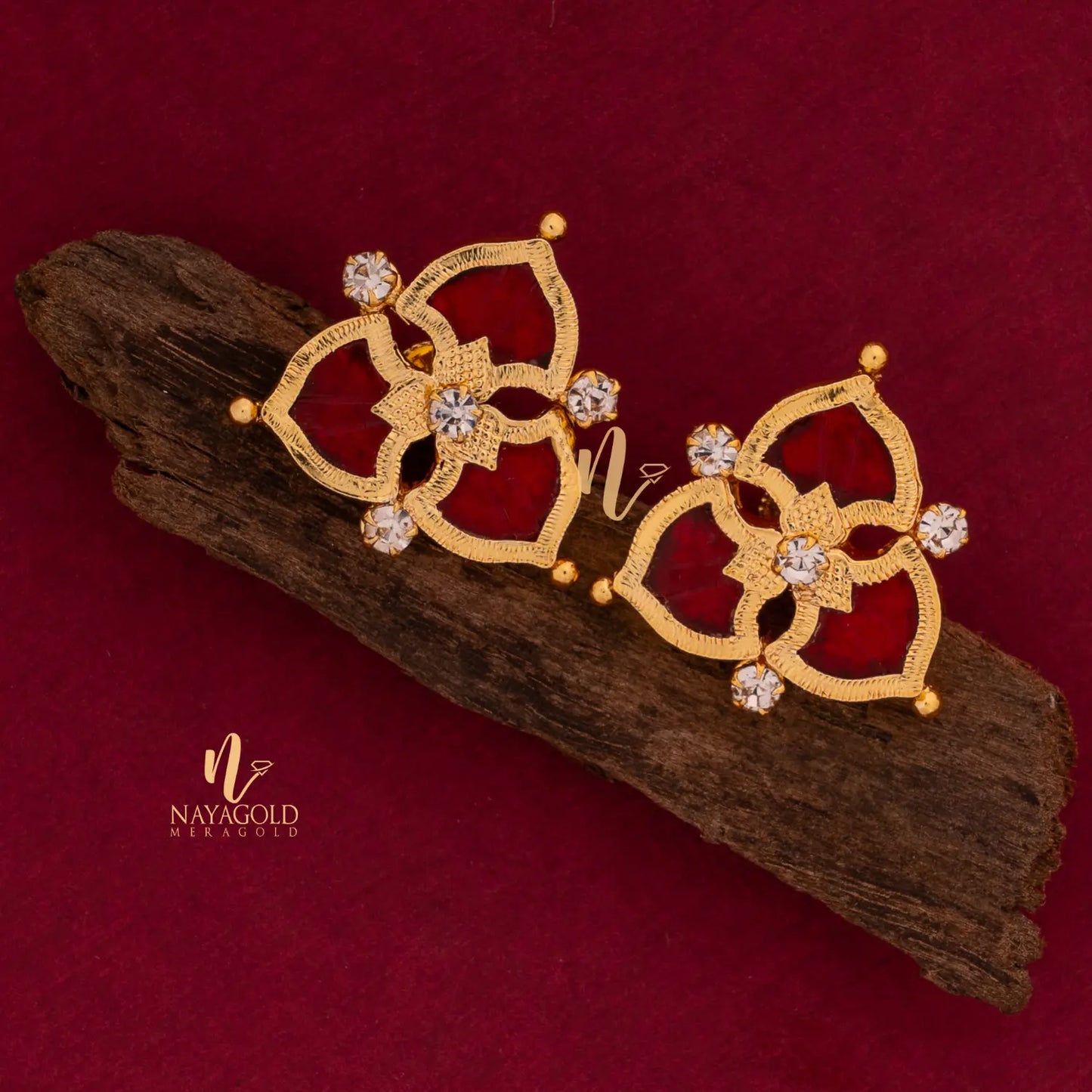 PALAKKA 3 PETAL EAR STUD SD07 R NAYAGOLD MERAGOLD