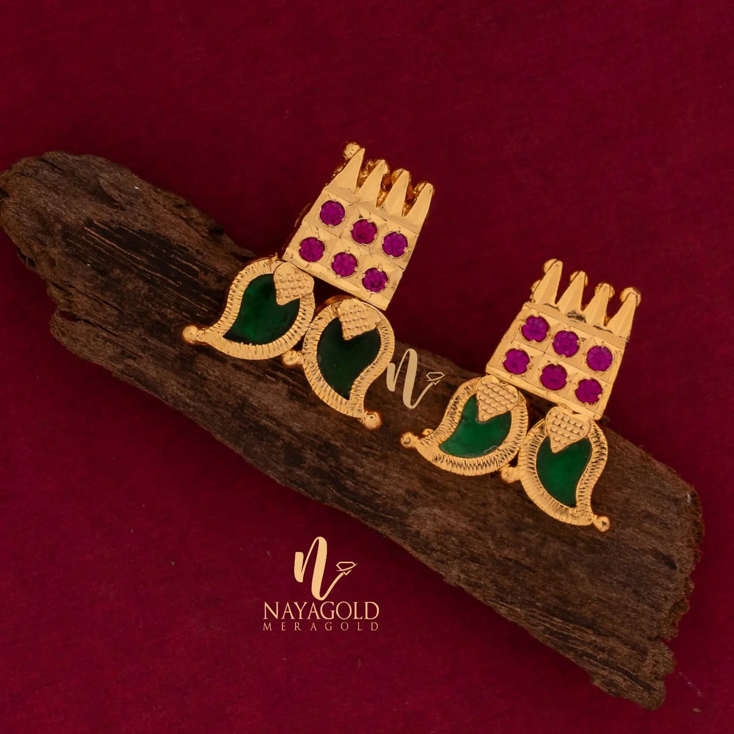 DOUBLE MANGO EARSTUD SD10 NAYAGOLD MERAGOLD