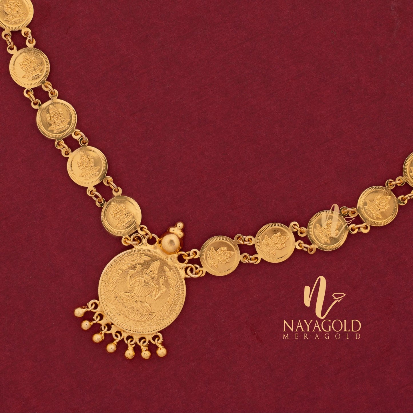 TRADITIONAL GOLD PLATED COIN CHAIN 24 INCH