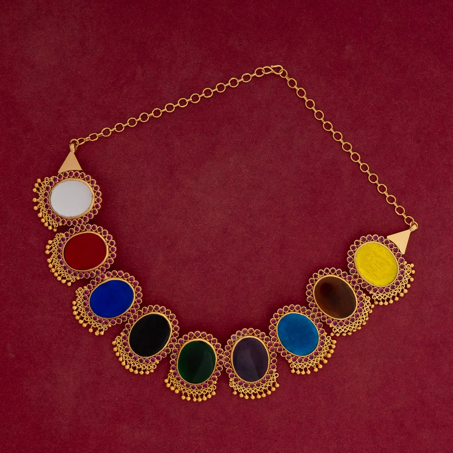 NAVARATNA NEACKLACE N180 NAYAGOLD MERAGOLD