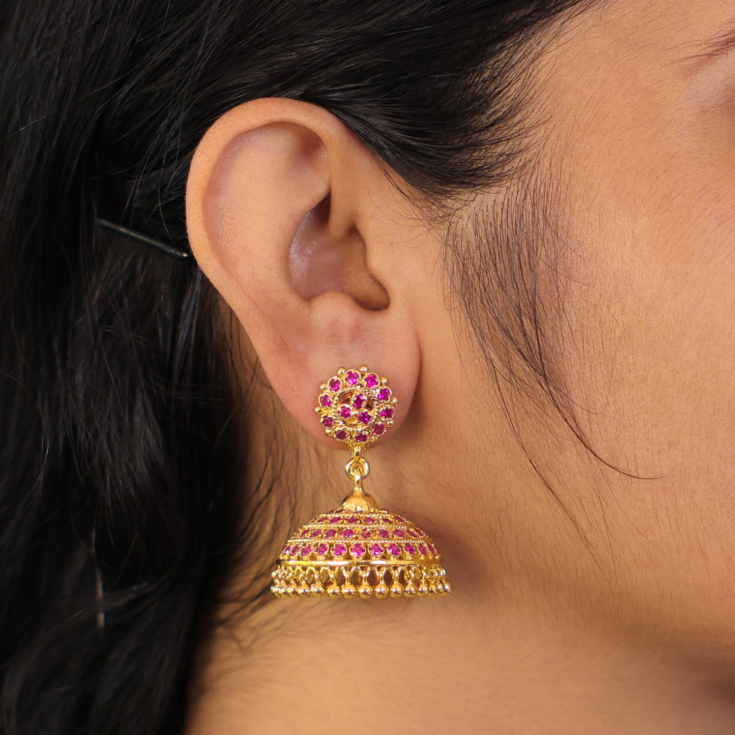 gold plated jhumka