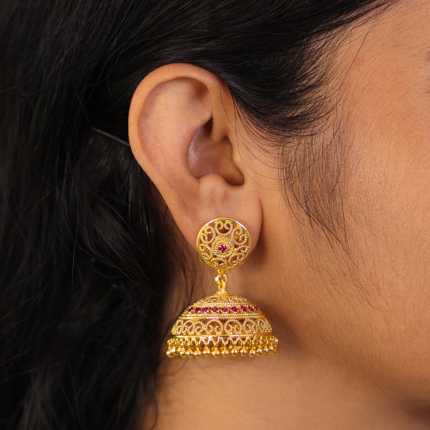 gold plated jhumka