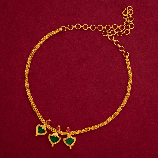 THREE PETALS PALAKKA NECKLACE GREEN N58G NAYAGOLD MERAGOLD