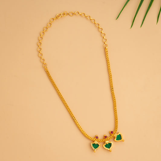 THREE PETALS PALAKKA NECKLACE GREEN N58G