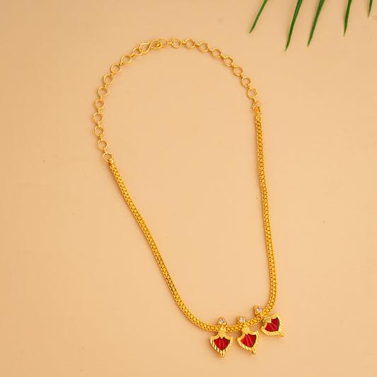 THREE PETALS PALAKKA NECKLACE RED N58R