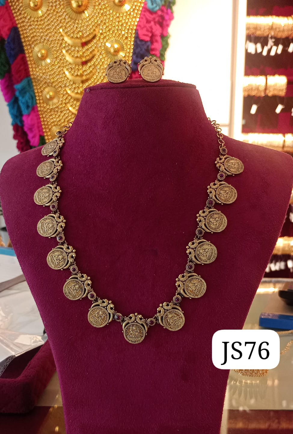 ANTIQUE COIN LAKSHMI  STONE JEWELLERY SET 