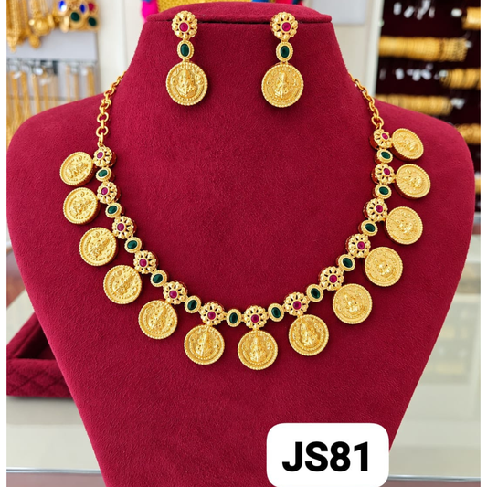 COIN LAKSHMI FLOWER STONE NECKLACE 