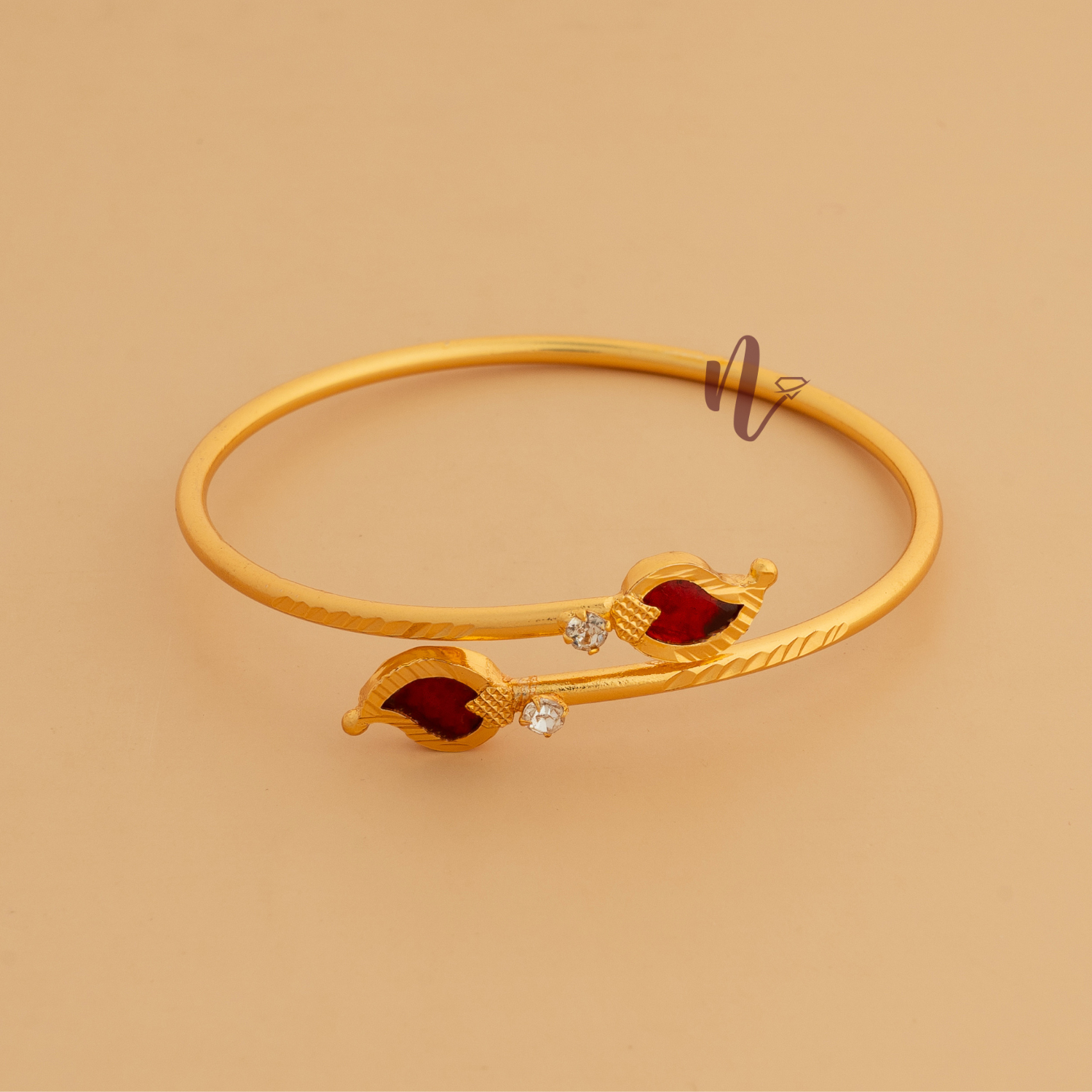 GOLD PLATED ADJUSTABLE  MANGO BANGLE RED COLOUR 