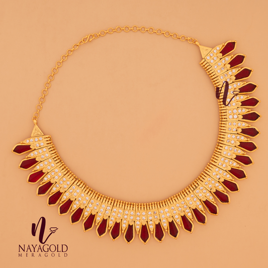 GOLD PLAED RED COLOUR NAGAPADAM NECKLACE