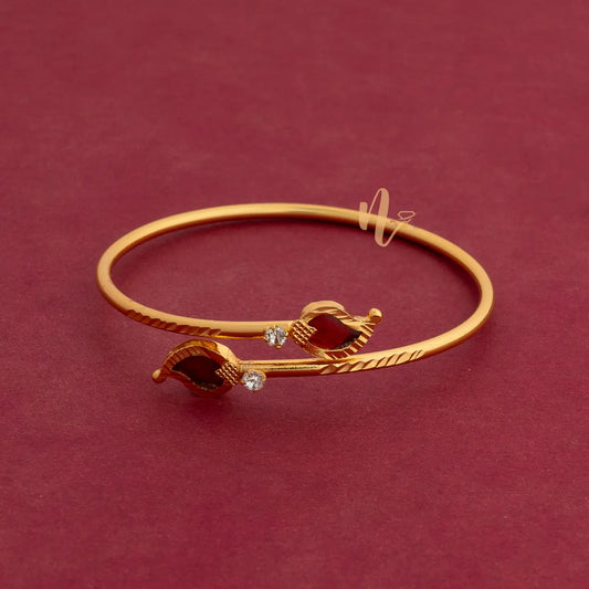 GOLD PLATED ADJUSTABLE RED COLOUR MANGO BANGLE