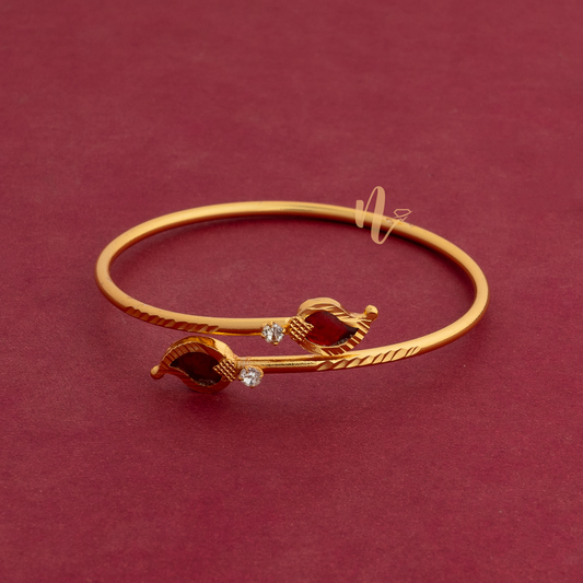 GOLD PLATED ADJUSTABLE RED COLOUR MANGO BANGLE