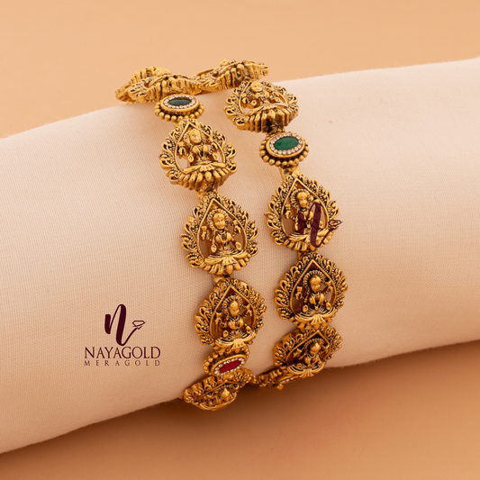  GOLD PLATED ANTIQUE  BANGLE  WITH LAKSMI 