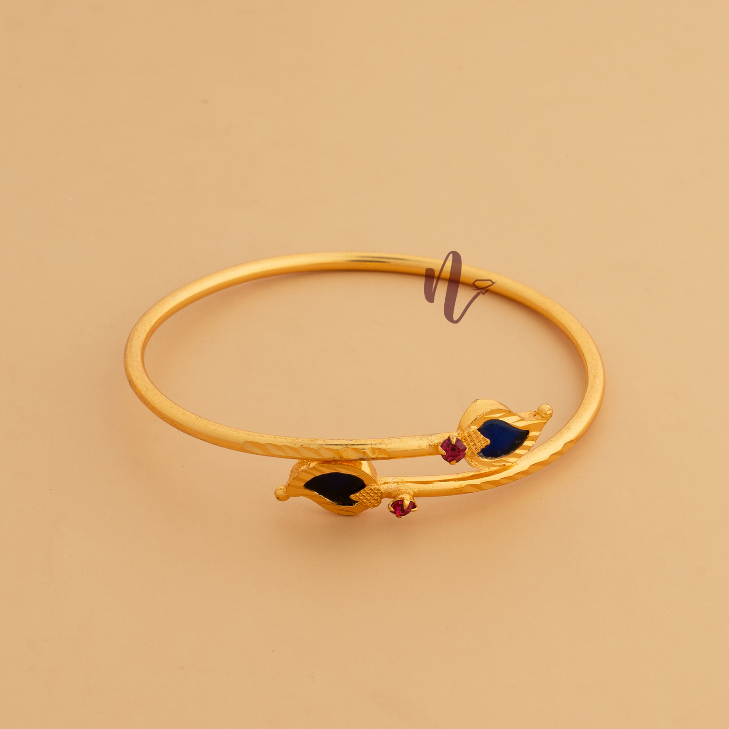  GOLD PLATED BLUE COLOUR ADJUSTABLE MANGO BANGLE 