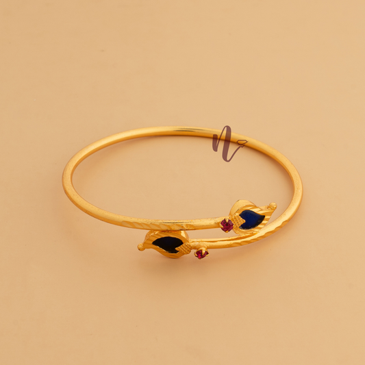  GOLD PLATED BLUE COLOUR ADJUSTABLE MANGO BANGLE 