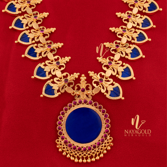 GOLD PLATED BLUE COLOUR BUTTERFLY NECKLACE