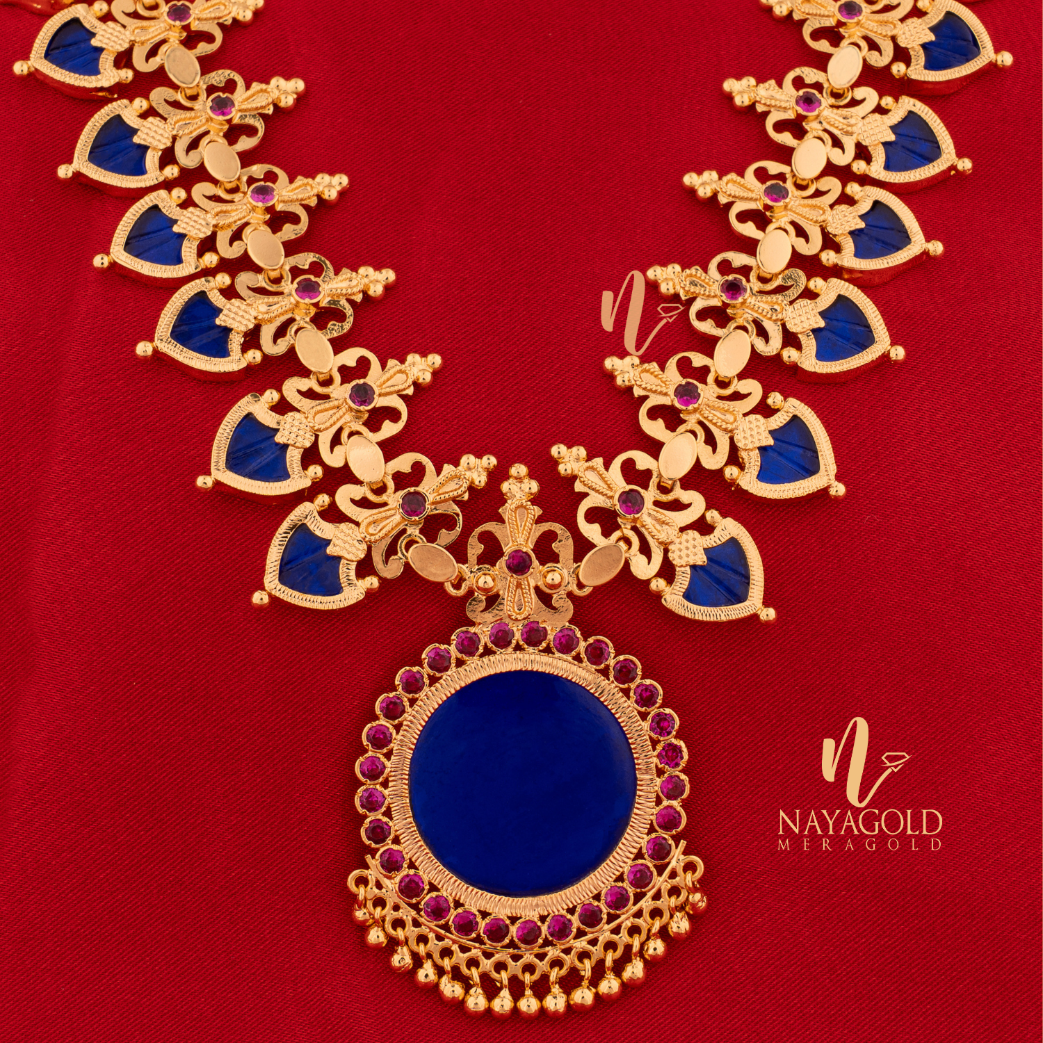 GOLD PLATED BLUE COLOUR BUTTERFLY  NECKLACE 