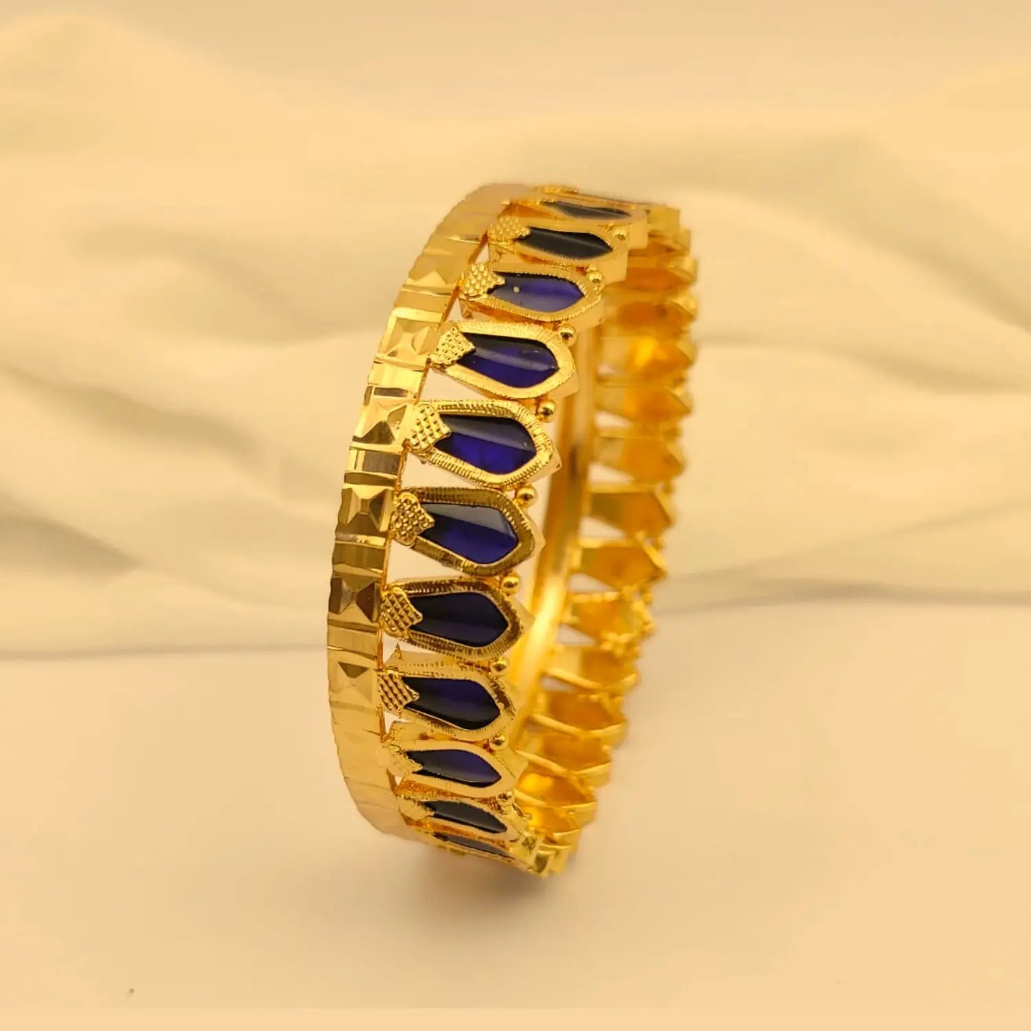 GOLD PLATED BLUE NAGAPADAM BANGLE