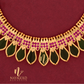 GOLD PLATED  BRIDAL NAGAPADAM  NECKLACE WITH PINK STONE 