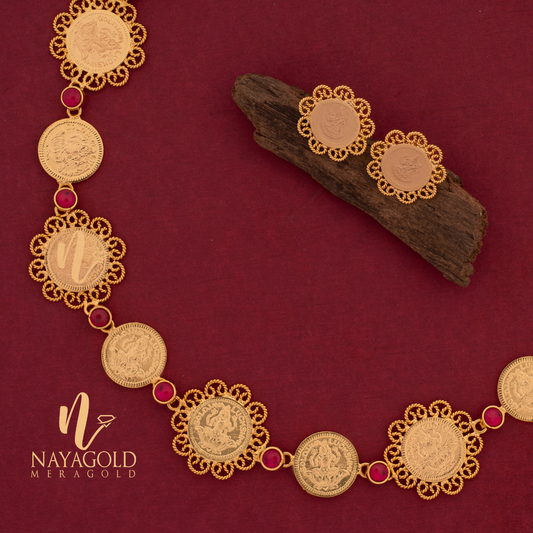 GOLD PLATED COIN CHOKER WITH STUD