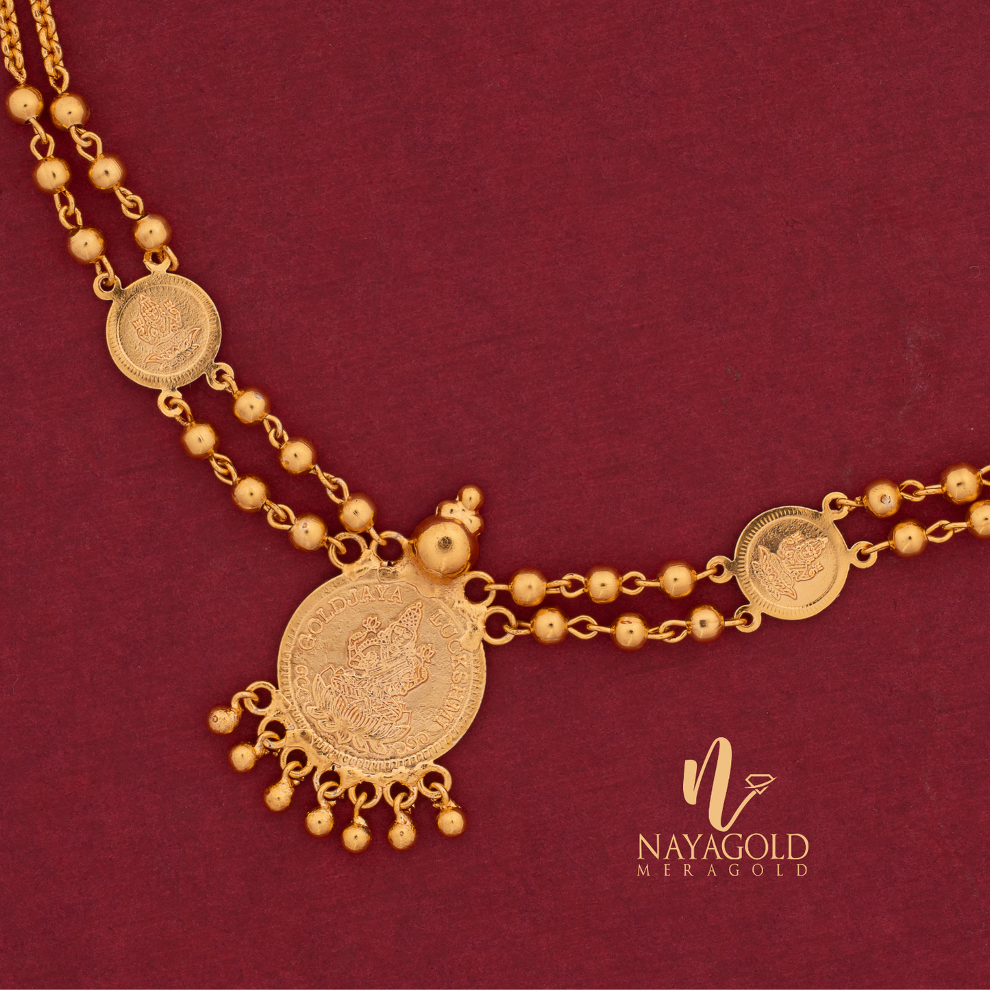 GOLD PLATED COIN WITH SMALL BALL  CHAIN . 
