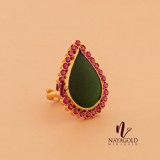 GOLD PLATED GOPI  WITH PINK  STONE RING