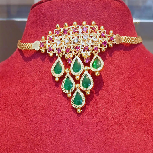 GOLD PLATED GREEN GOPI CHOCKER 