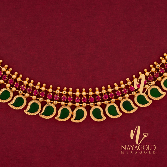  GOLD PLATED GREEN MANGO STONE HARAM 