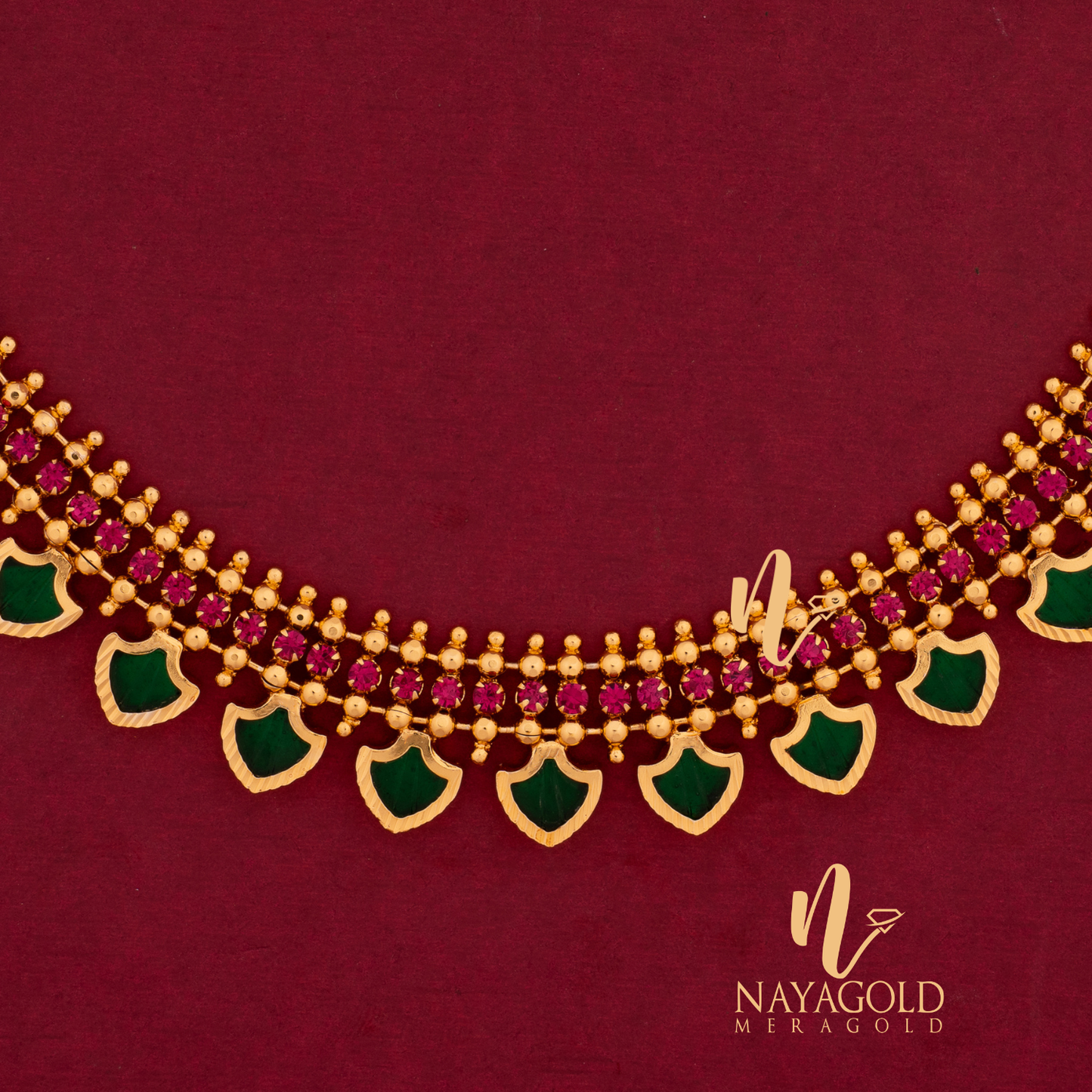 GOLD PLATED GREEN  PALAKKA STONE  HARAM 