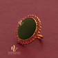 GOLD PLATED GREEN ROUND RING WITH PINK STONE 