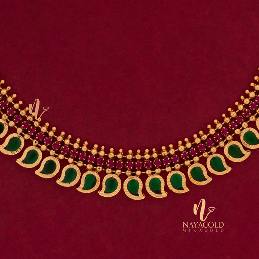 GOLD PLATED MANGO GREEN NECKLACE