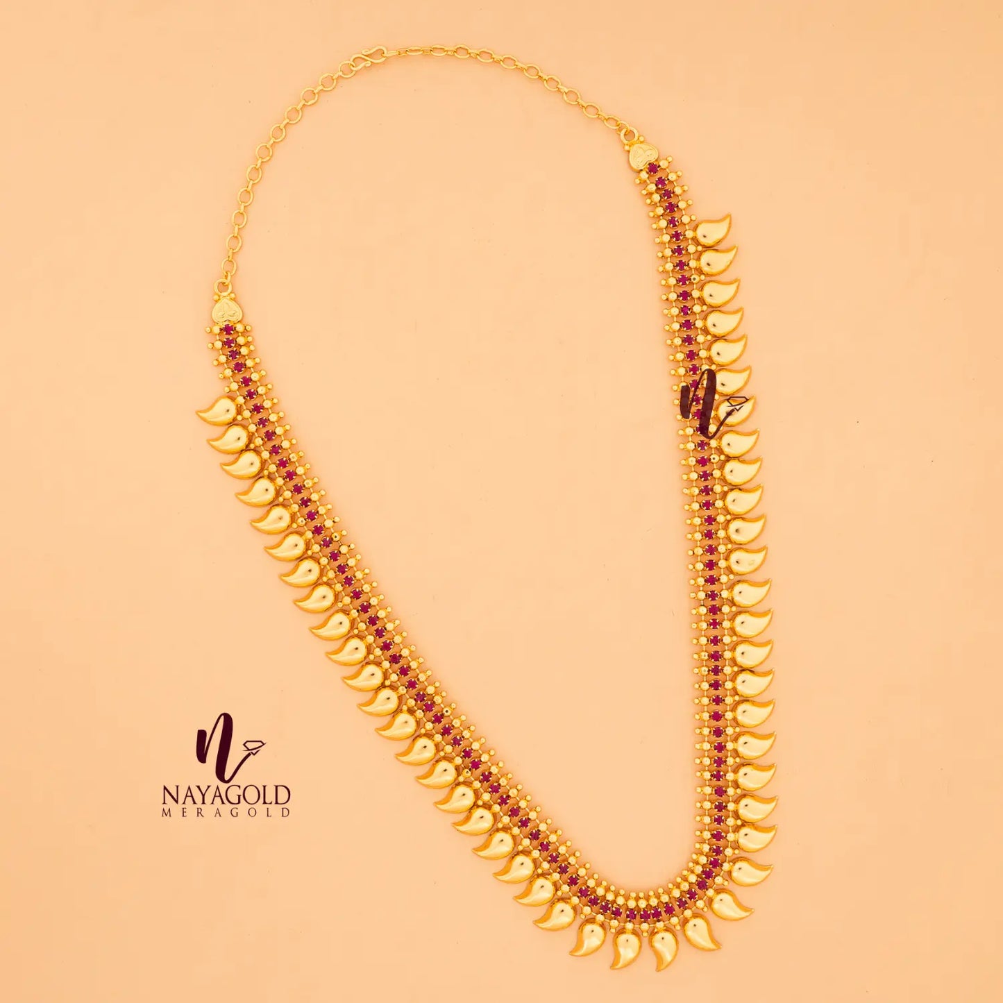 GOLD PLATED MANGO HARM WITH PINK STONE 